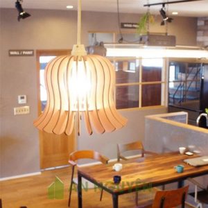 Đèn Gỗ thả trần trang trí bàn ăn nhỏ nhắn