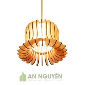 Đèn Gỗ thả trần trang trí bàn ăn nhỏ nhắn
