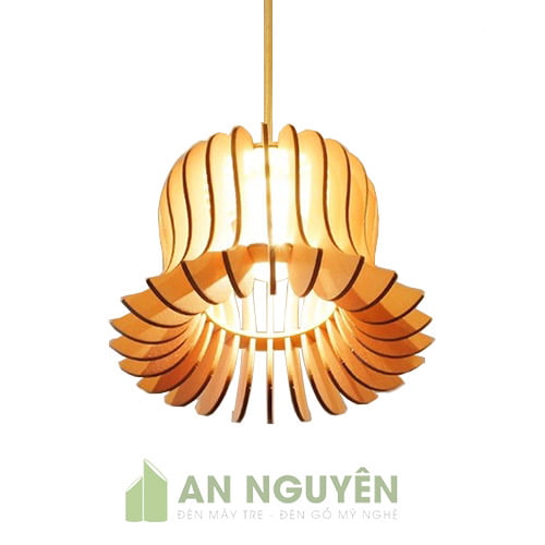 đèn gỗ nan hai tầng loe