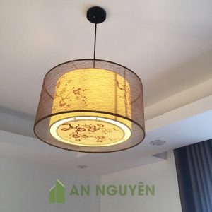 Đèn Vải: Mẫu đèn vải thả trần tròn trang trí bàn ăn
