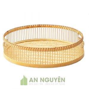 Khay tre đan giá rẻ đan tròn đựng hoa quả trái cây