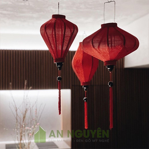 Đèn Vải: Mẫu đèn lồng Hội An kiểu đĩa bay vải lụa trang trí phòng khách sạn
