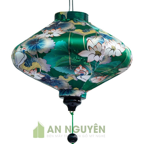 Đèn Vải: Mẫu đèn lồng Hội An kiểu đĩa bay vải phi hoa văn trang trí nhà hàng Việt