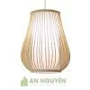 Đèn Mây Tre: Mẫu đèn mây tre lồng chim bầu có lồng vải trang trí bàn đảo bếp dễ thương