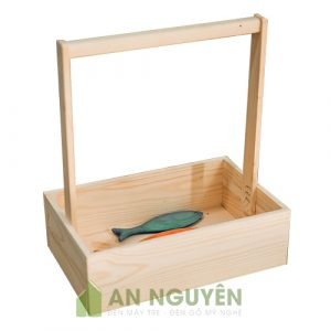 Gia công hộp gỗ làm giỏ quà tặng Tết cho khách hàng có tay cầm