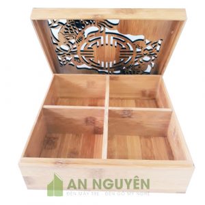 Hộp Gỗ: Mẫu hộp gỗ 4 ngăn đựng bánh Trung Thu làm quà tặng Trung Thu