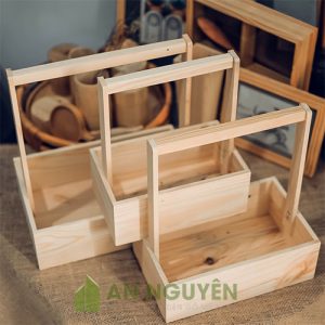 Hộp Gỗ: Gia công hộp gỗ làm giỏ quà tặng Tết cho khách hàng có tay cầm