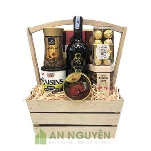 Hộp Gỗ: Mẫu giỏ quà tặng bằng Tết cho doanh nghiệp sang trọng