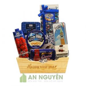 Mẫu hộp gỗ làm giỏ quà tặng ngày Tết cho nhân viên, người thân