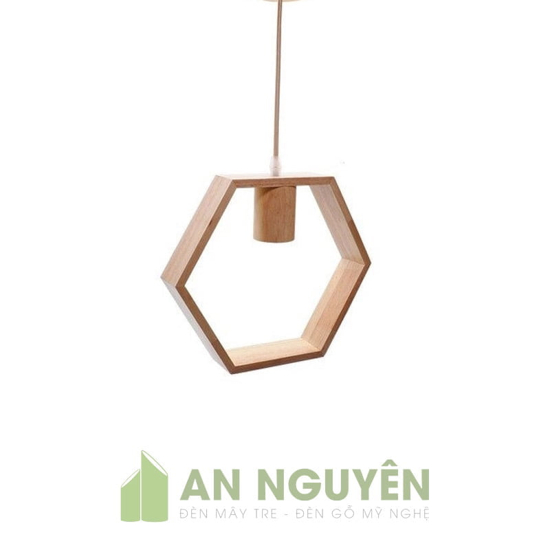 Đèn Gỗ: Mẫu đèn gỗ hình lục giác đơn giản thả trần trang trí quán ...