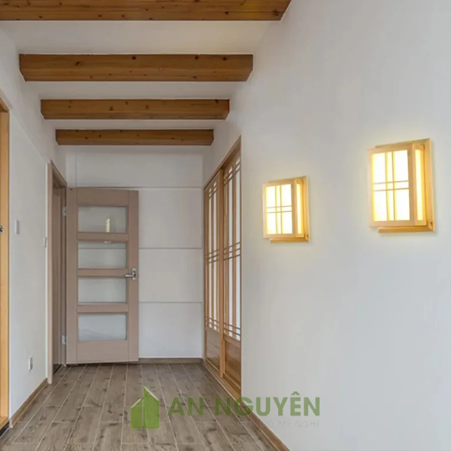 Đèn gỗ ốp tường trang trí phòng khách giá re, trang trí hành lang0