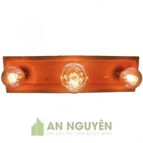 Đèn Gỗ: Mẫu đèn gỗ kiểu trang trí bàn ăn 3 bóng đèn Vintage