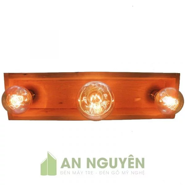 Đèn Gỗ: Mẫu đèn gỗ kiểu trang trí bàn ăn 3 bóng đèn Vintage