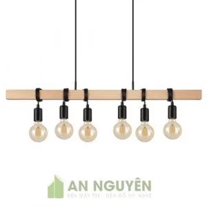Đèn Gỗ: Mẫu đèn 6 đây thả trần quấn khúc gỗ vuông trang trí quán cafe