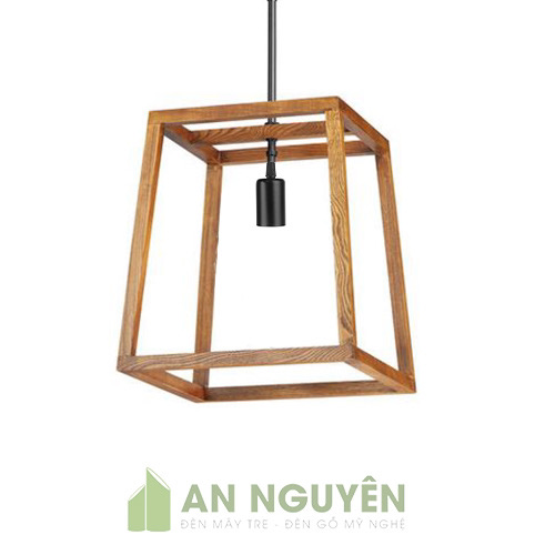 Đèn Gỗ: Mẫu đèn gỗ thả trần đơn giản trang trì bàn ăn