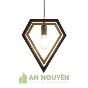 Đèn Gỗ: Mẫu đèn gỗ 2 hình kim cương thả trần trang trí quán trà sữa