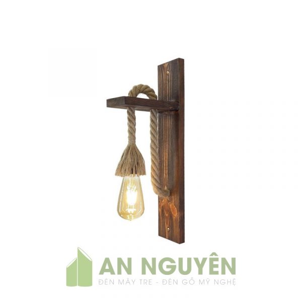 Đèn Gỗ: Mẫu đèn vách gỗ dây thừng trang trí quán cafe