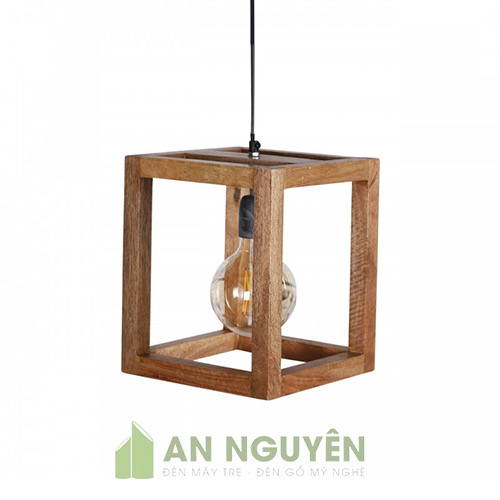 Mẫu đèn gỗ lập phương trang trí bàn ăn bàn cafe kiểu đơn giản
