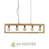 Mẫu đèn thả bàn ăn khung gỗ chữ nhật 5 bóng trang trí