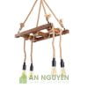 Đèn Gỗ: Mẫu đèn gỗ kiểu thang thả trần quấn dây thừng trang trí quán cafe