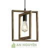 Đèn Gỗ: Mẫu đèn thả gỗ 2 hình chữ nhật lồng nhau trang trí quán trà