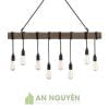 Đèn Gỗ: Mẫu hộp đèn gỗ 8 đui thả trang trí quán cafe giá rẻ
