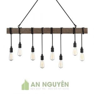 Đèn Gỗ: Mẫu hộp đèn gỗ 8 đui thả trang trí quán cafe giá rẻ