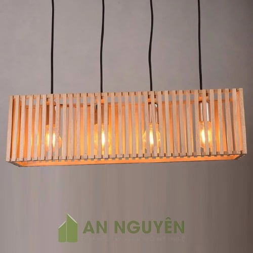 đèn gỗ thả trần 4 bóng