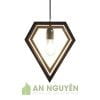 Đèn Gỗ: Mẫu đèn gỗ 2 hình kim cương thả trần trang trí quán trà sữa