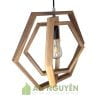 Đèn Gỗ: Mẫu đèn thả gỗ 3 hình lục giác lồng nhau trang trí quán trà