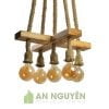 Đèn Gỗ: Mẫu đèn gỗ dây thừng chữ Thập thả trần trang trí quán cafe