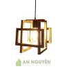 Đèn gỗ khung chữ nhật xếp chồng thả bàn ăn