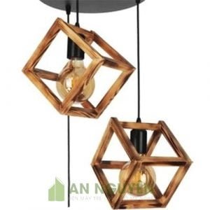 Mẫu đèn gỗ thả lập phương kiểu k trang trí quán cafe