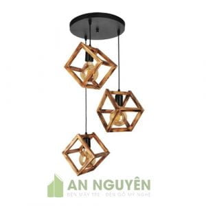 Mẫu đèn gỗ thả lập phương kiểu k trang trí quán cafe