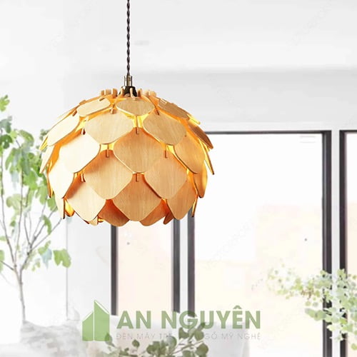 đèn gỗ quả thông nhỏ