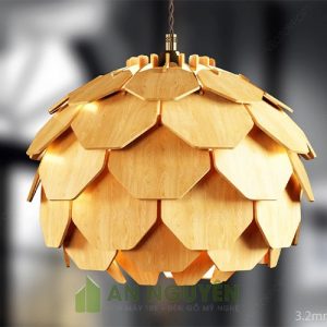 Đèn Gỗ: Mẫu đèn gỗ quả thông nhỏ cánh nhọn, cánh lục giác kiểu