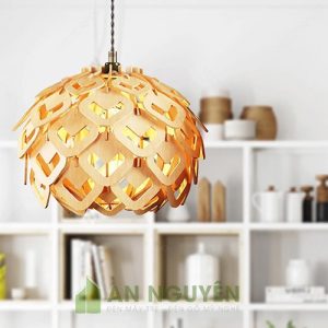 Đèn Gỗ: Mẫu đèn gỗ quả thông nhỏ cánh nhọn, cánh lục giác kiểu