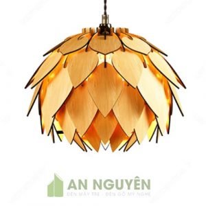 Đèn Gỗ: Mẫu đèn gỗ quả thông nhỏ cánh nhọn, cánh lục giác kiểu