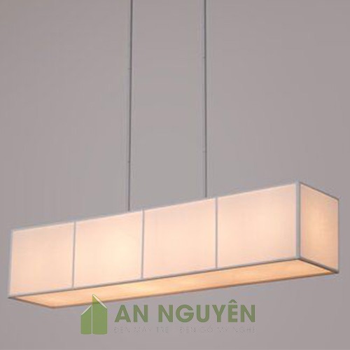 Đèn Vải: Mẫu đèn vải hộp chữ nhật đơn giản trang trí bàn ăn dài