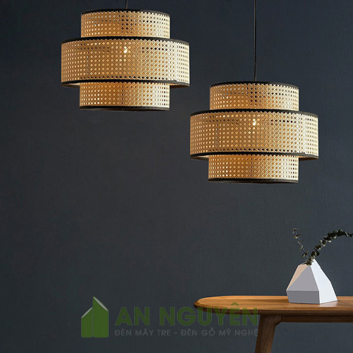 đèn mây đan mắt cáo ba tầng thả trần