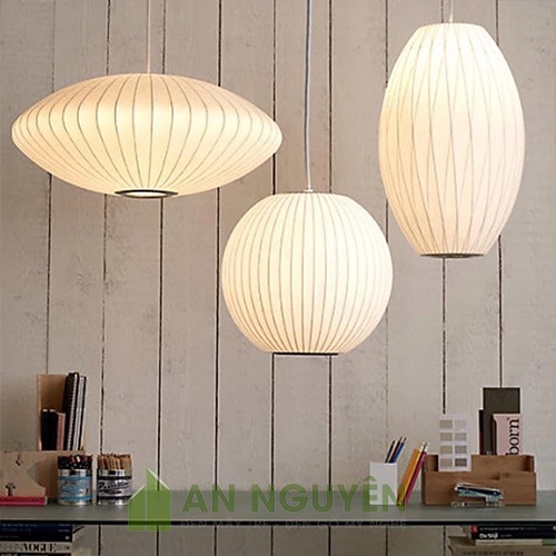 Đèn Vải: Mẫu đèn vải hình cầu dẹt phong cách đơn giản trang trí bàn ăn