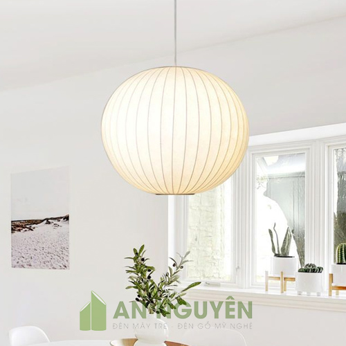 Đèn Vải: Mẫu đèn vải hình cầu như quả bóng phong cách đơn giản trang trí bàn ăn