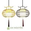 Đèn Vải: Mẫu đèn sắt cầu dẹt lồng vải trang trí nhà hàng truyền thống