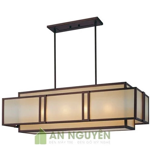 Đèn Vải: Mẫu đèn vải hộp chữ nhật 2 lớp viền sắt thả trần trang trí