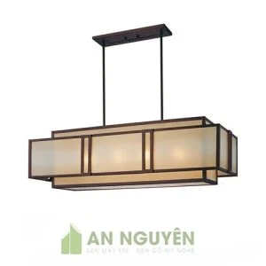 Đèn Vải: Mẫu đèn vải hộp chữ nhật 2 lớp viền sắt thả trần trang trí