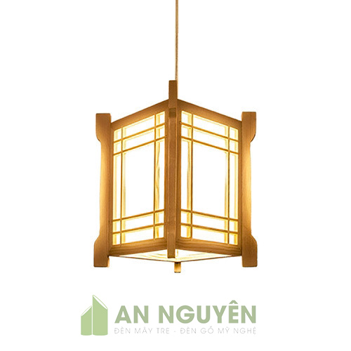 Đèn Gỗ: Mẫu đèn gỗ decor thả trần trang trí bàn ăn nhà hàng