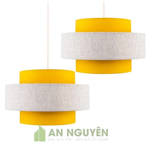 Đèn Vải: Mẫu đèn vải hai hình trụ tròn thả trần trang trí phòng khách
