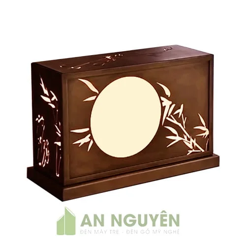 Đèn Gỗ: Mẫu đèn gỗ để bàn phòng ngủ mặt trăng sau luỹ tre