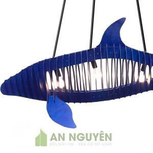 Đèn Gỗ: Mẫu đèn gỗ cá nhà táng siêu to trang trí cho nhà hàng hải sản