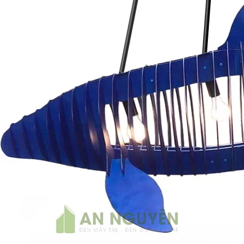 Đèn Gỗ: Mẫu đèn gỗ cá nhà táng siêu to trang trí cho nhà hàng hải sản